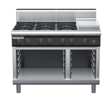 waldorf cue rn8803gh-cb-c0 1200mm gas cooktop on cabinet base with high splashback