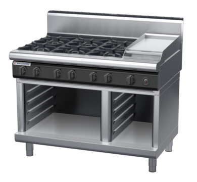 waldorf cue rn8803gh-cb-c0 1200mm gas cooktop on cabinet base with high splashback