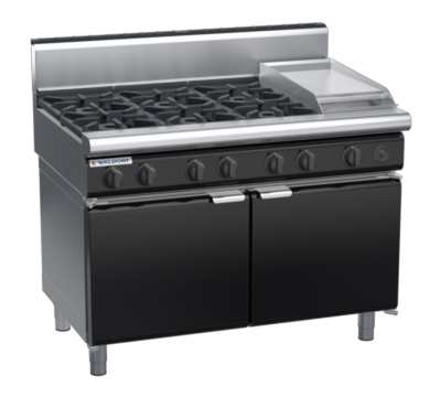 waldorf bold rn8803gh-cd-b0 1200mm gas cooktop oncabinet base with door and high splashback