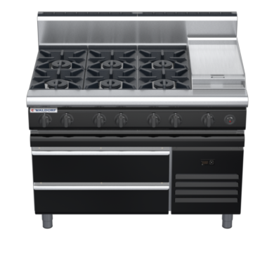 waldorf bold rn8803gh-rb-b0 1200mm gas cooktop on refrigerated base with high splashback