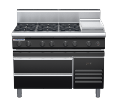 waldorf bold rn8803gh-rb-b0 1200mm gas cooktop on refrigerated base with high splashback