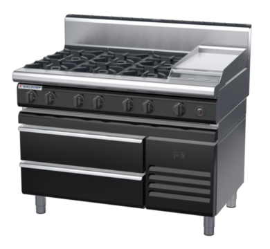 waldorf bold rn8803gh-rb-b0 1200mm gas cooktop on refrigerated base with high splashback