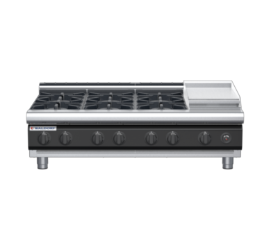 waldorf cue rn8803gl-b-c0 1200mm gas cooktop bench model with low splashback