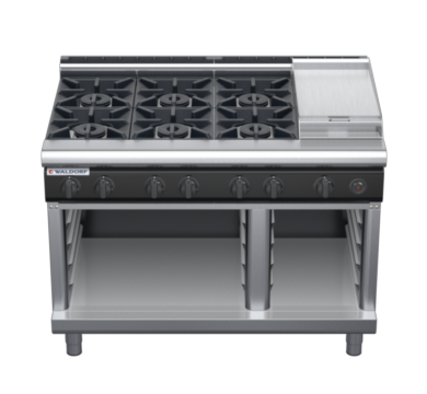 waldorf cue rn8803gl-cb-c0 1200mm gas cooktop on cabinet base with low splashback