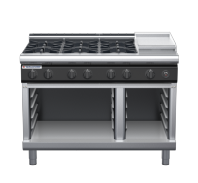 waldorf cue rn8803gl-cb-c0 1200mm gas cooktop on cabinet base with low splashback