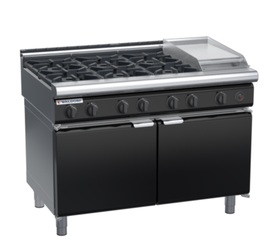 waldorf bold rn8803gl-cd-b0 1200mm gas cooktop oncabinet base with door and low splashback