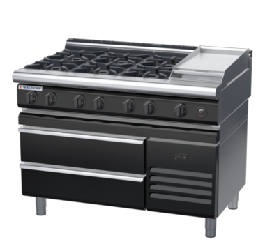 waldorf bold rn8803gl-rb-b0 1200mm gas cooktop on refrigerated base with low splashback