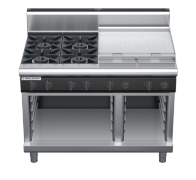 waldorf cue rn8806gh-cb-c0 1200mm gas cooktop on cabinet base with high splashback