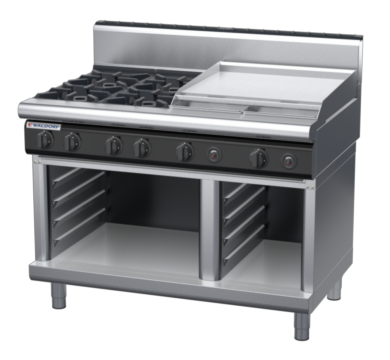 waldorf cue rn8806gh-cb-c0 1200mm gas cooktop on cabinet base with high splashback