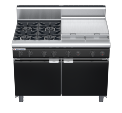 waldorf bold rn8806gh-cd-b0 1200mm gas cooktop oncabinet base with door and high splashback