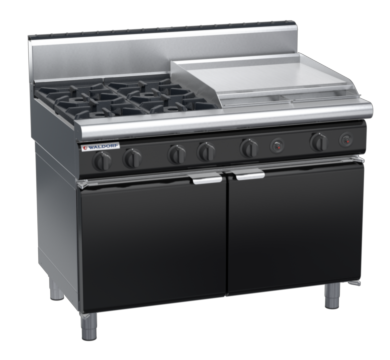 waldorf bold rn8806gh-cd-b0 1200mm gas cooktop oncabinet base with door and high splashback