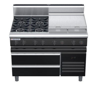 waldorf bold rn8806gh-rb-b0 1200mm gas cooktop on refrigerated base with high splashback