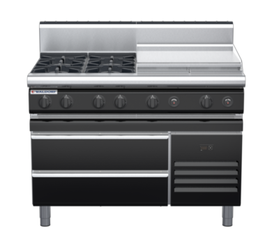 waldorf bold rn8806gh-rb-b0 1200mm gas cooktop on refrigerated base with high splashback