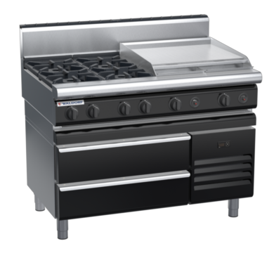 waldorf bold rn8806gh-rb-b0 1200mm gas cooktop on refrigerated base with high splashback