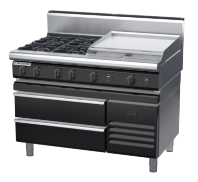 waldorf bold rn8806gh-rb-b0 1200mm gas cooktop on refrigerated base with high splashback