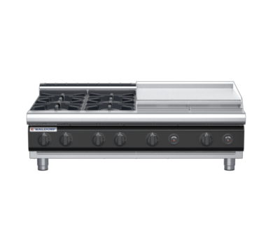 waldorf cue rn8806gl-b-c0 1200mm gas cooktop bench model with low splashback