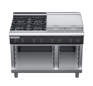 waldorf cue rn8806gl-cb-c0 1200mm gas cooktop on cabinet base with low splashback