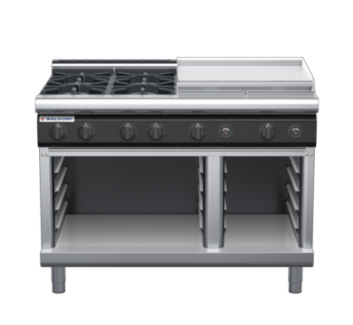 waldorf cue rn8806gl-cb-c0 1200mm gas cooktop on cabinet base with low splashback