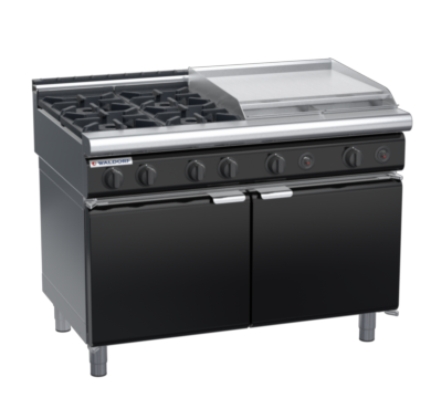 waldorf bold rn8806gl-cd-b0 1200mm gas cooktop oncabinet base with door and low splashback