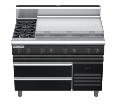 waldorf bold rn8809gh-rb-b0 1200mm gas cooktop on refrigerated base with high splashback