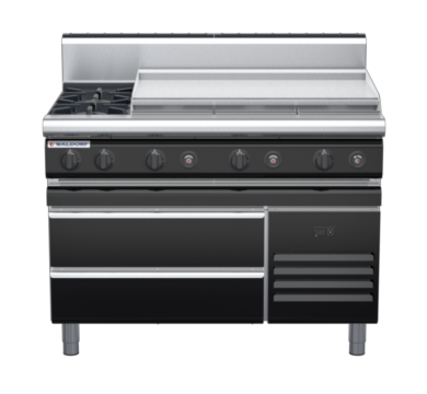 waldorf bold rn8809gh-rb-b0 1200mm gas cooktop on refrigerated base with high splashback