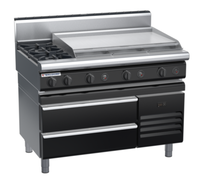 waldorf bold rn8809gh-rb-b0 1200mm gas cooktop on refrigerated base with high splashback
