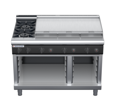 waldorf cue rn8809gl-cb-c0 1200mm gas cooktop on cabinet base with low splashback