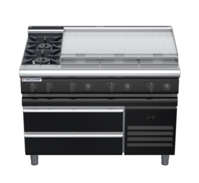 waldorf bold rn8809gl-rb-b0 1200mm gas cooktop on refrigerated base with low splashback