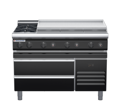 waldorf bold rn8809gl-rb-b0 1200mm gas cooktop on refrigerated base with low splashback
