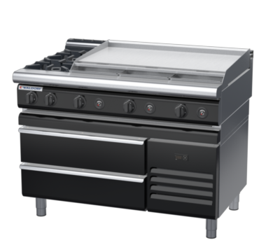 waldorf bold rn8809gl-rb-b0 1200mm gas cooktop on refrigerated base with low splashback