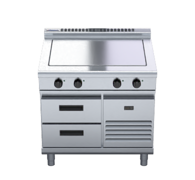 waldorf 800 series rnl8140e-rb - 900mm electric solid top low back version - refrigerated base