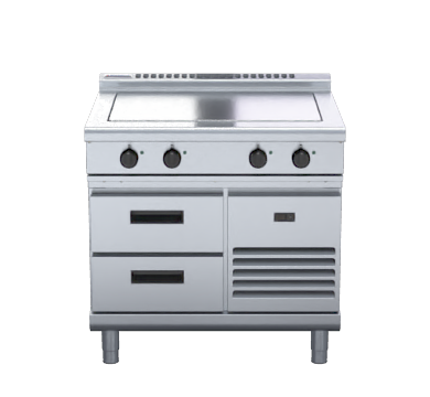 waldorf 800 series rnl8140e-rb - 900mm electric solid top low back version - refrigerated base