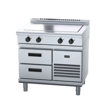 waldorf 800 series rnl8140e-rb - 900mm electric solid top low back version - refrigerated base