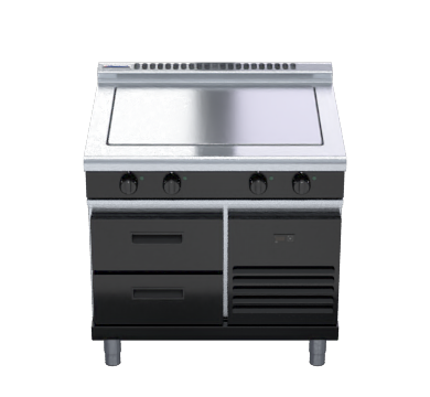 waldorf bold rnl8140e-rb - 900mm electric solid top low back version - refrigerated base