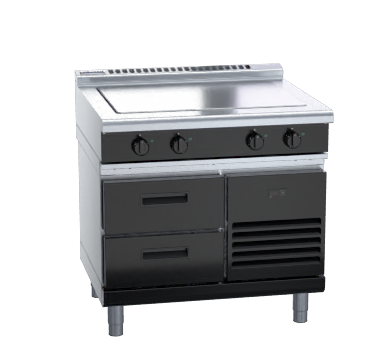 waldorf bold rnl8140e-rb - 900mm electric solid top low back version - refrigerated base