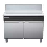 waldorf cue bt8120h-cd-c0 1200mm bench top on cabinet base with door and high splashback