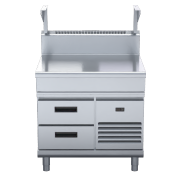 waldorf 800 series bt8900s-rb - 900mm bench top with salamander support  refrigerated base