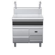 waldorf cue bt8900shdrw-rb-c0 900mm bench top with salamander support salamander support with drawer and high splashback
