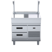 waldorf 800 series btl8900s-rb - 900mm bench top with salamander support low back version  refrigerated base
