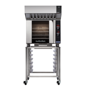 turbofan e32d4 - full size sheet pan digital electric convection oven with halton ventless hood on a stainless steel stand