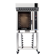 turbofan e35d6-26 - full size digital / electric convection oven with halton ventless hood on a stainless steel stand