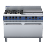 blue seal evolution series g528b - 1200mm gas range double static oven