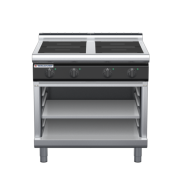 waldorf cue in8400lr3-ob-c0 900mm electric induction cooktop on open base with low splashback