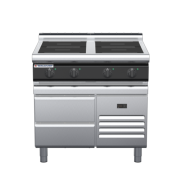 waldorf cue in8400lr3-rb-c0 900mm electric induction cooktop on refrigerated base with low splashback
