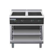 waldorf cue in8400lr5f-ob-c0 900mm electric induction cooktop on open base with low splashback