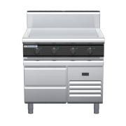 waldorf cue rn8104eh-rb-c0 900mm electric solid top on refrigerated base with high splashback