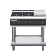 waldorf cue rn8603gl-ls-c0 900mm gas cooktop on leg stand with low splashback