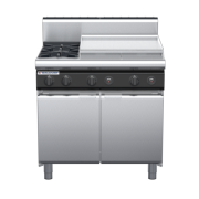 waldorf cue rn8606gh-cd-c0 900mm gas cooktop oncabinet base with door and high splashback