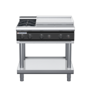 waldorf cue rn8606gl-ls-c0 900mm gas cooktop on leg stand with low splashback