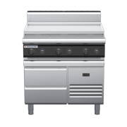 waldorf cue rn8609gh-rb-c0 900mm gas cooktop on refrigerated base with high splashback